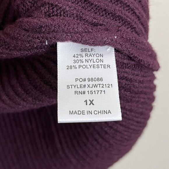 Gilli NWT Brooks Chunky Rib Mock Neck Stripe Box Crop Sweater Plus Size 1X - Picture 6 of 6